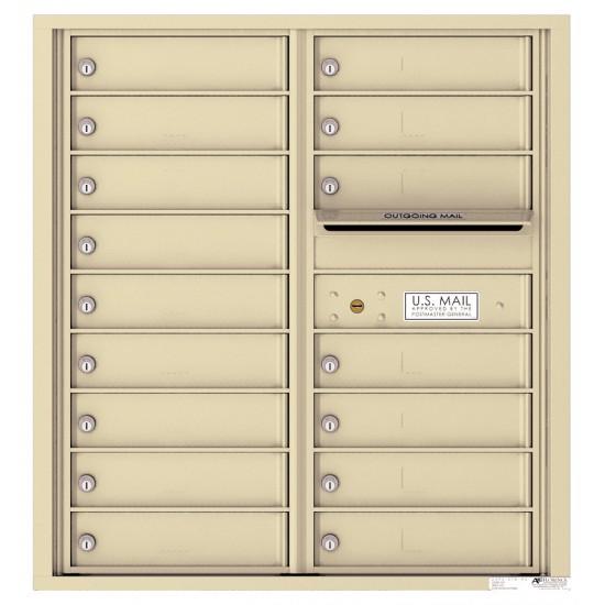Load image into Gallery viewer, 4C09D-16 - 16 Tenant Doors with Outgoing Mail Compartment - 4C Wall Mount 9-High Mailboxes
