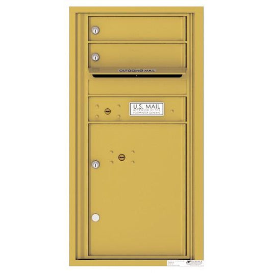 4C09S-02 - 2 Tenant Doors with 1 Parcel Locker and Outgoing Mail Compartment - 4C Wall Mount 9-High Mailboxes