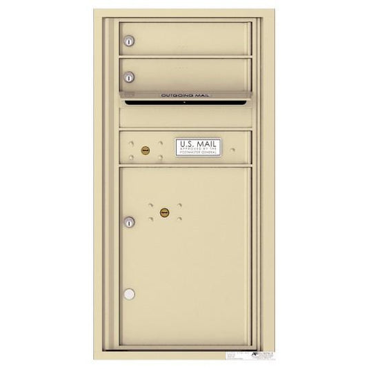 4C09S-02 - 2 Tenant Doors with 1 Parcel Locker and Outgoing Mail Compartment - 4C Wall Mount 9-High Mailboxes