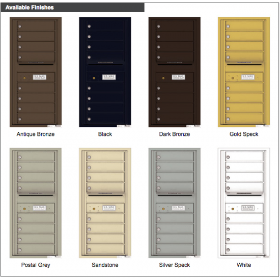 Load image into Gallery viewer, 4C10S-08 - 8 Tenant Doors with Outgoing Mail Compartment - 4C Wall Mount 10-High Mailboxes
