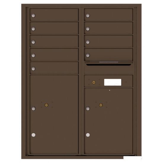 4C11D-09 - 9 Tenant Doors with 2 Parcel Lockers and Outgoing Mail Compartment - 4C Wall Mount 11-High Mailboxes