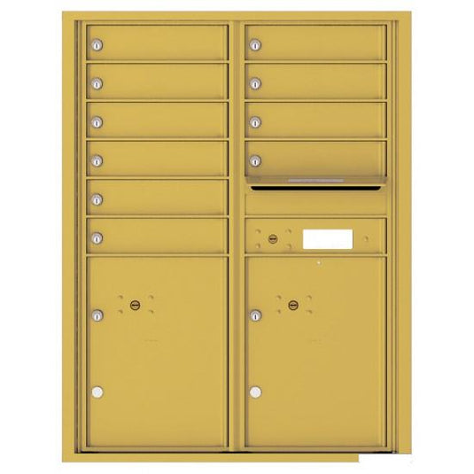 4C11D-10 - 10 Tenant Doors with 2 Parcel Lockers and Outgoing Mail Compartment - 4C Wall Mount 11-High Mailboxes