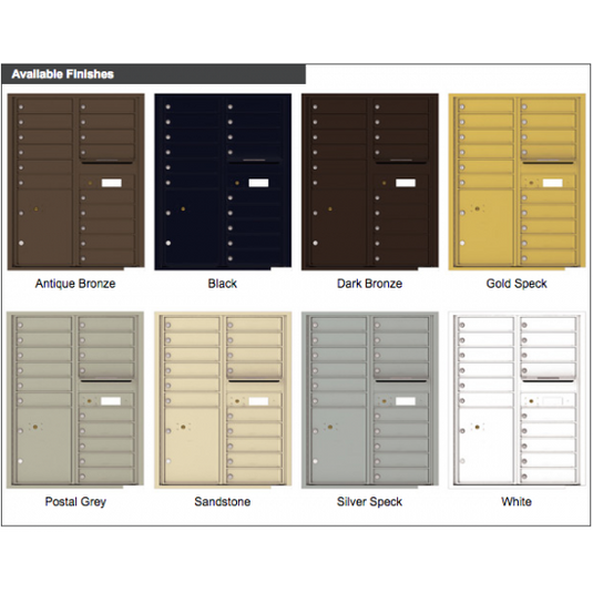 4C11D-15 - 15 Tenant Doors with Parcel Locker and Outgoing Mail Compartment - 4C Wall Mount 11-High Mailboxes