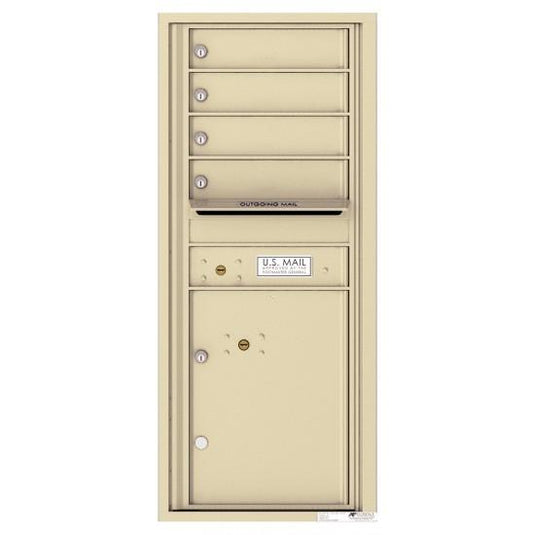 4C11S-04 - 4 Tenant Doors with 1 Parcel Lockers and Outgoing Mail Compartment - 4C Wall Mount 11-High Mailboxes