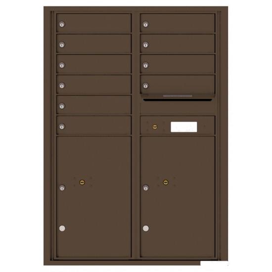 Load image into Gallery viewer, 4C12D-10 - 10 Tenant Doors with 2 Parcel Lockers and Outgoing Mail Compartment - 4C Wall Mount 12-High Mailboxes
