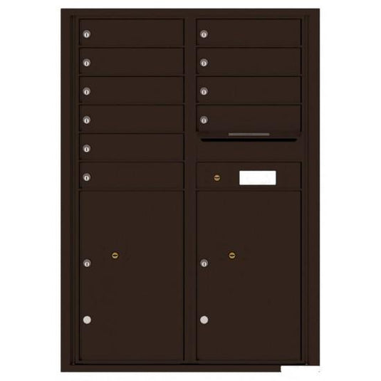4C12D-10 - 10 Tenant Doors with 2 Parcel Lockers and Outgoing Mail Compartment - 4C Wall Mount 12-High Mailboxes