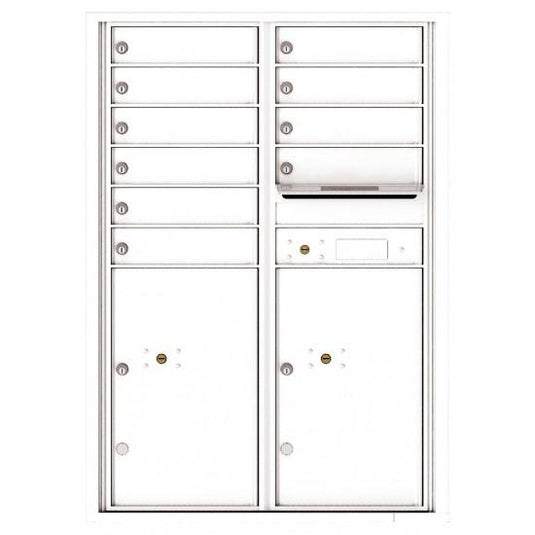 4C12D-10 - 10 Tenant Doors with 2 Parcel Lockers and Outgoing Mail Compartment - 4C Wall Mount 12-High Mailboxes