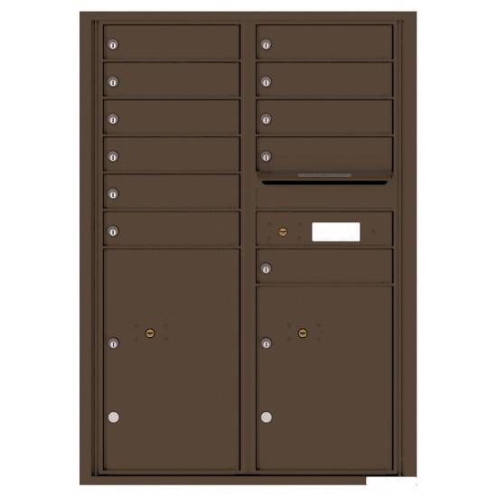 4C12D-11 - 11 Tenant Doors with 2 Parcel Lockers and Outgoing Mail Compartment - 4C Wall Mount 12-High Mailboxes