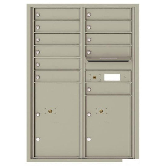 4C12D-11 - 11 Tenant Doors with 2 Parcel Lockers and Outgoing Mail Compartment - 4C Wall Mount 12-High Mailboxes