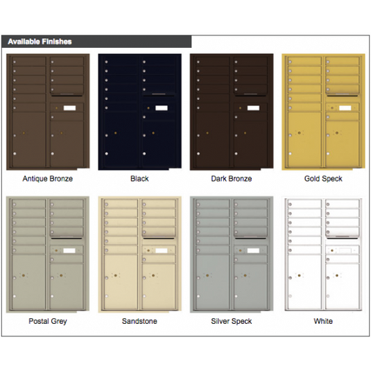 4C12D-11 - 11 Tenant Doors with 2 Parcel Lockers and Outgoing Mail Compartment - 4C Wall Mount 12-High Mailboxes