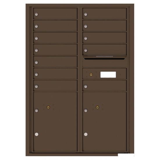 4C12D-12 - 12 Tenant Doors with 2 Parcel Lockers and Outgoing Mail Compartment - 4C Wall Mount 12-High Mailboxes