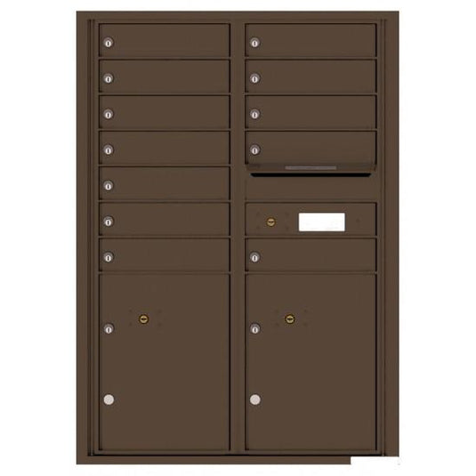 4C12D-12 - 12 Tenant Doors with 2 Parcel Lockers and Outgoing Mail Compartment - 4C Wall Mount 12-High Mailboxes