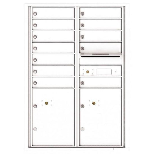 4C12D-12 - 12 Tenant Doors with 2 Parcel Lockers and Outgoing Mail Compartment - 4C Wall Mount 12-High Mailboxes