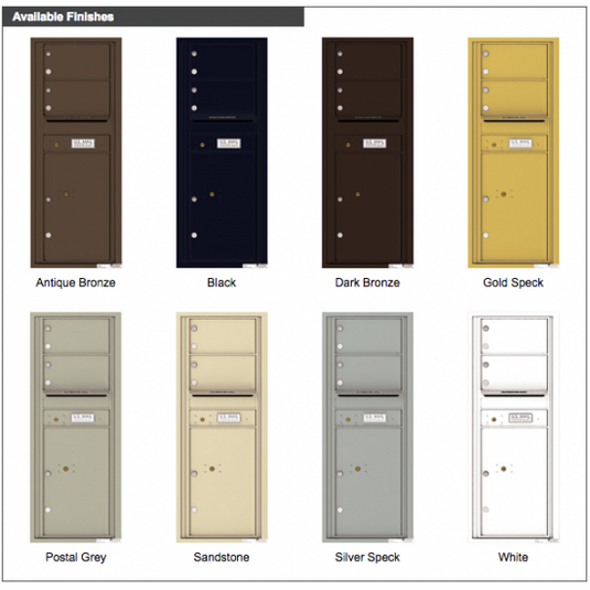 4C12S-02 - 2 Oversized Tenant Doors with 1 Parcel Locker and Outgoing Mail Compartment - 4C Wall Mount 12-High Mailboxes