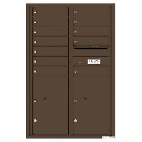 4C13D-12 - 12 Tenant Doors with 2 Parcel Lockers and Outgoing Mail Compartment - 4C Wall Mount 13-High Mailboxes