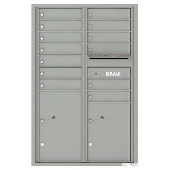 Load image into Gallery viewer, 4C13D-13 - 13 Tenant Doors with 2 Parcel Lockers and Outgoing Mail Compartment - 4C Wall Mount 13-High Mailboxes
