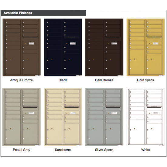 Load image into Gallery viewer, 4C13D-13 - 13 Tenant Doors with 2 Parcel Lockers and Outgoing Mail Compartment - 4C Wall Mount 13-High Mailboxes
