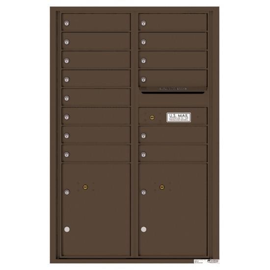 4C13D-14 - 14 Tenant Doors with 2 Parcel Lockers and Outgoing Mail Compartment - 4C Wall Mount 13-High Mailboxes