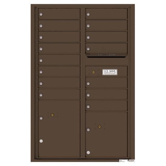 Load image into Gallery viewer, 4C13D-15 - 15 Tenant Doors with 2 Parcel Lockers and Outgoing Mail Compartment - 4C Wall Mount 13-High Mailboxes
