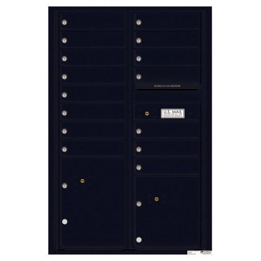 4C13D-15 - 15 Tenant Doors with 2 Parcel Lockers and Outgoing Mail Compartment - 4C Wall Mount 13-High Mailboxes