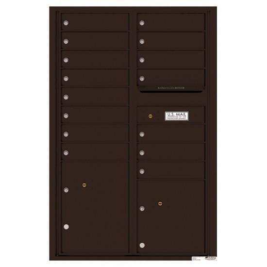 Load image into Gallery viewer, 4C13D-15 - 15 Tenant Doors with 2 Parcel Lockers and Outgoing Mail Compartment - 4C Wall Mount 13-High Mailboxes
