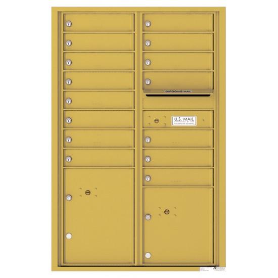 Load image into Gallery viewer, 4C13D-15 - 15 Tenant Doors with 2 Parcel Lockers and Outgoing Mail Compartment - 4C Wall Mount 13-High Mailboxes
