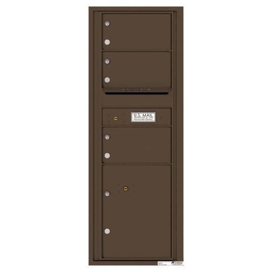 4C13S-03 - 3 Oversized Tenant Doors with 1 Parcel Locker and Outgoing Mail Compartment - 4C Wall Mount 13-High Mailboxes