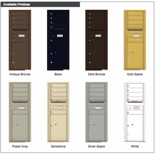 4C13S-05 - 5 Tenant Doors with 1 Parcel Locker and Outgoing Mail Compartment - 4C Wall Mount 13-High Mailboxes