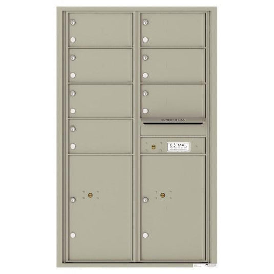 4C14D-07 - 7 Oversized Tenant Doors with 2 Parcel Lockers and Outgoing Mail Compartment - 4C Wall Mount 14-High Mailboxes