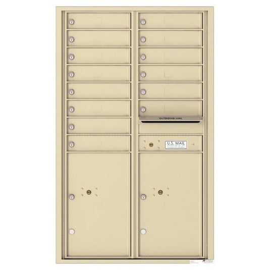 4C14D-14 - 14 Tenant Doors with 2 Parcel Lockers and Outgoing Mail Compartment - 4C Wall Mount 14-High Mailboxes