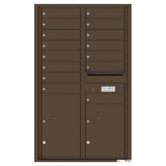 4C14D-15 - 15 Tenant Doors with 2 Parcel Lockers and Outgoing Mail Compartment - 4C Wall Mount 14-High Mailboxes