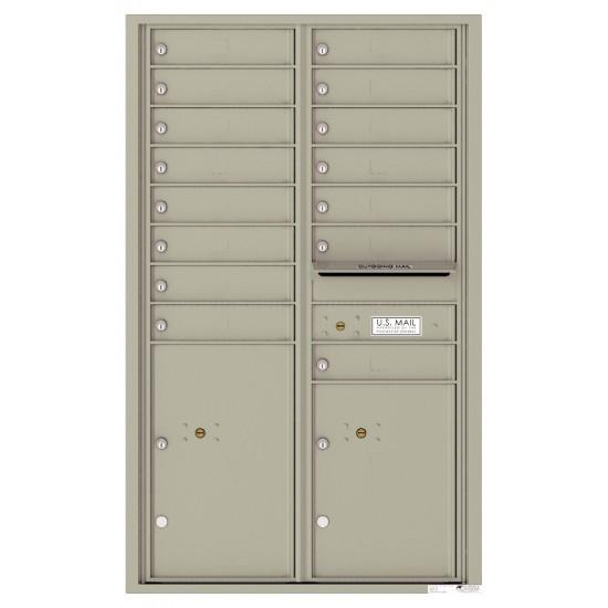 Load image into Gallery viewer, 4C14D-15 - 15 Tenant Doors with 2 Parcel Lockers and Outgoing Mail Compartment - 4C Wall Mount 14-High Mailboxes
