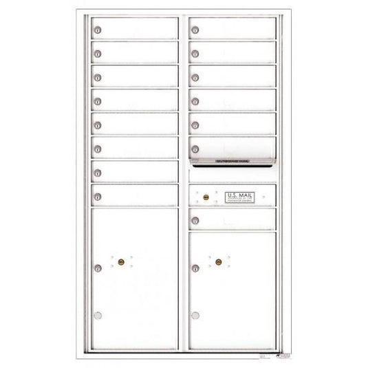 4C14D-15 - 15 Tenant Doors with 2 Parcel Lockers and Outgoing Mail Compartment - 4C Wall Mount 14-High Mailboxes