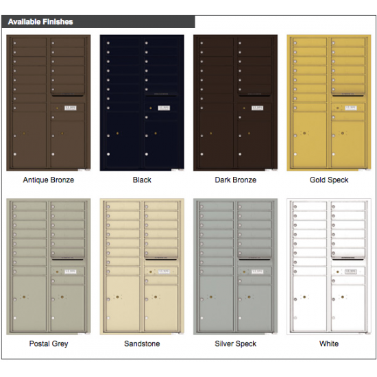 Load image into Gallery viewer, 4C14D-15 - 15 Tenant Doors with 2 Parcel Lockers and Outgoing Mail Compartment - 4C Wall Mount 14-High Mailboxes
