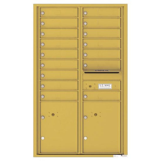 4C14D-16 - 16 Tenant Doors with 2 Parcel Lockers and Outgoing Mail Compartment - 4C Wall Mount 14-High Mailboxes