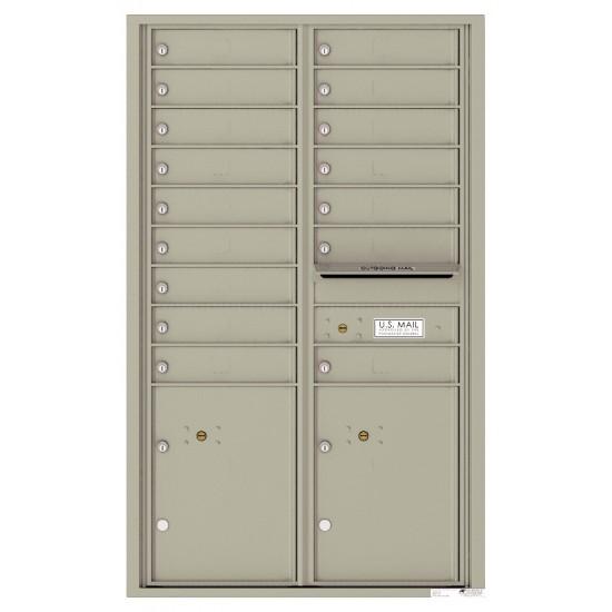 Load image into Gallery viewer, 4C14D-16 - 16 Tenant Doors with 2 Parcel Lockers and Outgoing Mail Compartment - 4C Wall Mount 14-High Mailboxes
