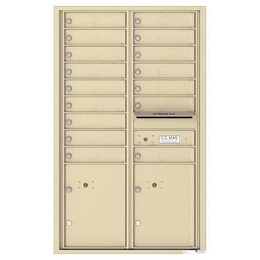 4C14D-16 - 16 Tenant Doors with 2 Parcel Lockers and Outgoing Mail Compartment - 4C Wall Mount 14-High Mailboxes