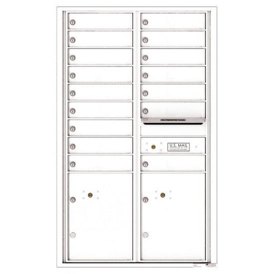 4C14D-16 - 16 Tenant Doors with 2 Parcel Lockers and Outgoing Mail Compartment - 4C Wall Mount 14-High Mailboxes