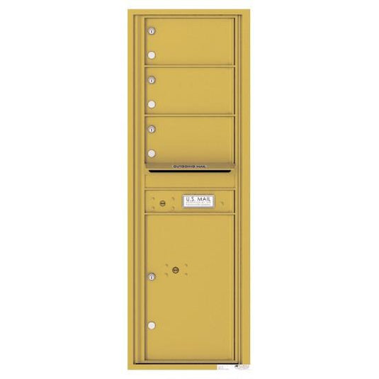 4C14S-03 - 3 Oversized Tenant Doors with 1 Parcel Locker and Outgoing Mail Compartment - 4C Wall Mount 14-High Mailboxes