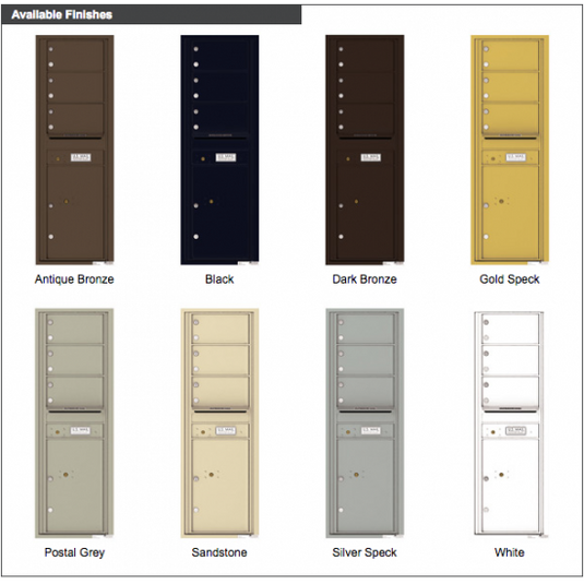 4C14S-03 - 3 Oversized Tenant Doors with 1 Parcel Locker and Outgoing Mail Compartment - 4C Wall Mount 14-High Mailboxes