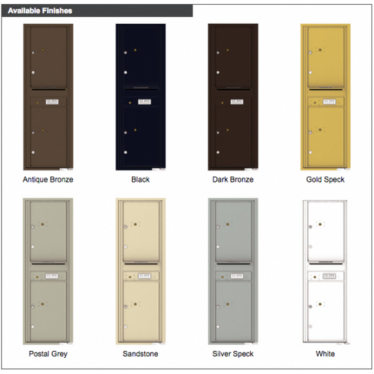 4C14S-2P - 2 Parcel Doors with 1 Outgoing Mail Compartment Unit - 4C Wall Mount 14-High