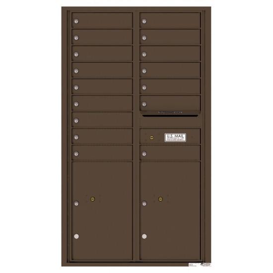 Load image into Gallery viewer, 4C15D-16 - 16 Tenant Doors with 2 Parcel Lockers and Outgoing Mail Compartment - 4C Wall Mount 15-High Mailboxes
