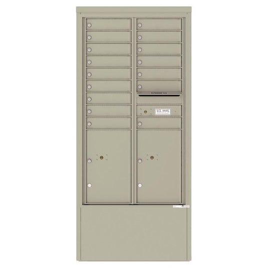 4C15D-16-D - 16 Tenant Doors with 2 Parcel Lockers and Outgoing Mail Compartment - 4C Depot Mailbox Module