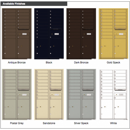 4C15D-16 - 16 Tenant Doors with 2 Parcel Lockers and Outgoing Mail Compartment - 4C Wall Mount 15-High Mailboxes
