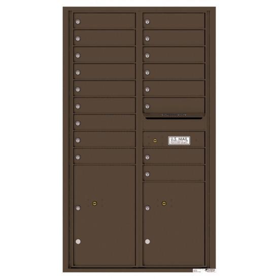 Load image into Gallery viewer, 4C15D-17 - 17 Tenant Doors with 2 Parcel Lockers and Outgoing Mail Compartment - 4C Wall Mount 15-High Mailboxes

