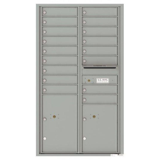 4C15D-17 - 17 Tenant Doors with 2 Parcel Lockers and Outgoing Mail Compartment - 4C Wall Mount 15-High Mailboxes