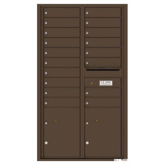 4C15D-18 - 18 Tenant Doors with 2 Parcel Lockers and Outgoing Mail Compartment - 4C Wall Mount 15-High Mailboxes