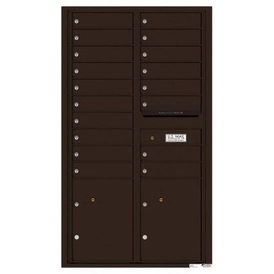 4C15D-18 - 18 Tenant Doors with 2 Parcel Lockers and Outgoing Mail Compartment - 4C Wall Mount 15-High Mailboxes