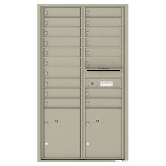 4C15D-18 - 18 Tenant Doors with 2 Parcel Lockers and Outgoing Mail Compartment - 4C Wall Mount 15-High Mailboxes