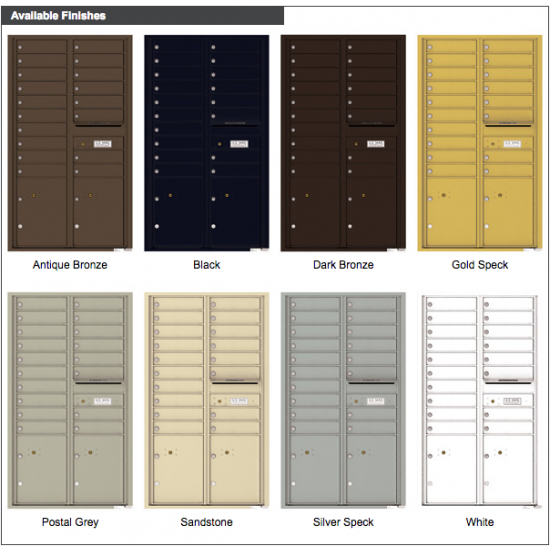 Load image into Gallery viewer, 4C15D-18 - 18 Tenant Doors with 2 Parcel Lockers and Outgoing Mail Compartment - 4C Wall Mount 15-High Mailboxes
